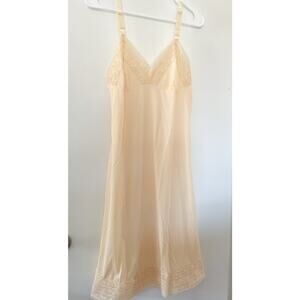 Vintage Philmaid Cream Colored Silky Slip Dress With Lace Detail Size 36